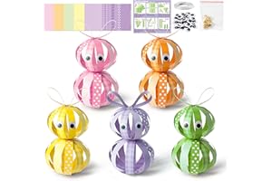 BeYumi 30PCS Easter Bunny Craft Kit for Kids DIY Colorful Strip Rabbit Hanging Decor Crafts Make Your Own Bunny Paper Crafts Easter Party Kindergarten Preschool School Classroom Fun Activities