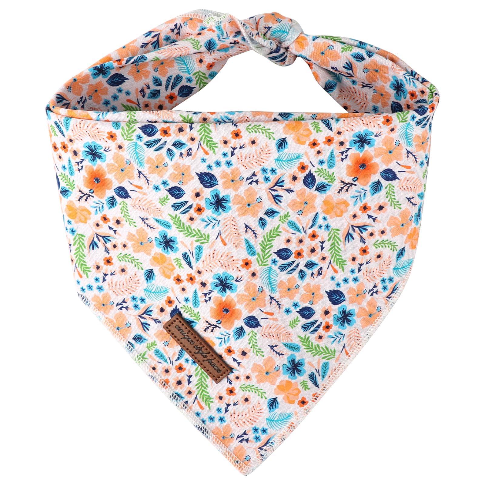 Unique style paws Dog Bandanas, Triangle Peach Flower Pet Scarf for Boy and Girl, Premium Durable Fabric, Colorful Flower Dog Kerchief for Medium and Large Dogs (Small)
