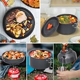 Lixada Camping Cookware Kit 10 Piece Nonstick Set Pot Pan Cups Fork Spoon Kettle view 8