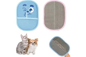 2PCS Pet Hair Remover Glove, Double-Sided Pet Hair Removal Glove for Cats Dogs Washing Deshedding Combing Grooming, Reusable 