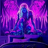 BVBOX Blacklight Tapestry,WingTapestry Glow In The Dark,UV Reactive Black Light Upright Posters Wall Hanging for Bedroom Dorm Living Room Backdrop Decor (wing8, 79L x 59W)