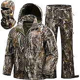 NEW VIEW Camo Hunting Clothes for Men, Quiet Warm Fleece Lining, Cold Weather Deer Hunting Jacket and Pants with Face Mask