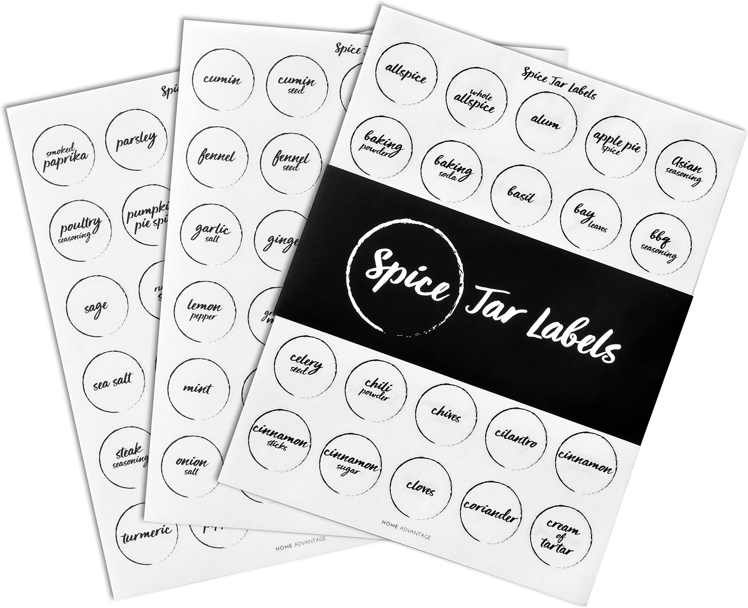 Home Advantage - Round Spice Jar Label Stickers, Preprinted - Made in the U.S.A. (Clear)