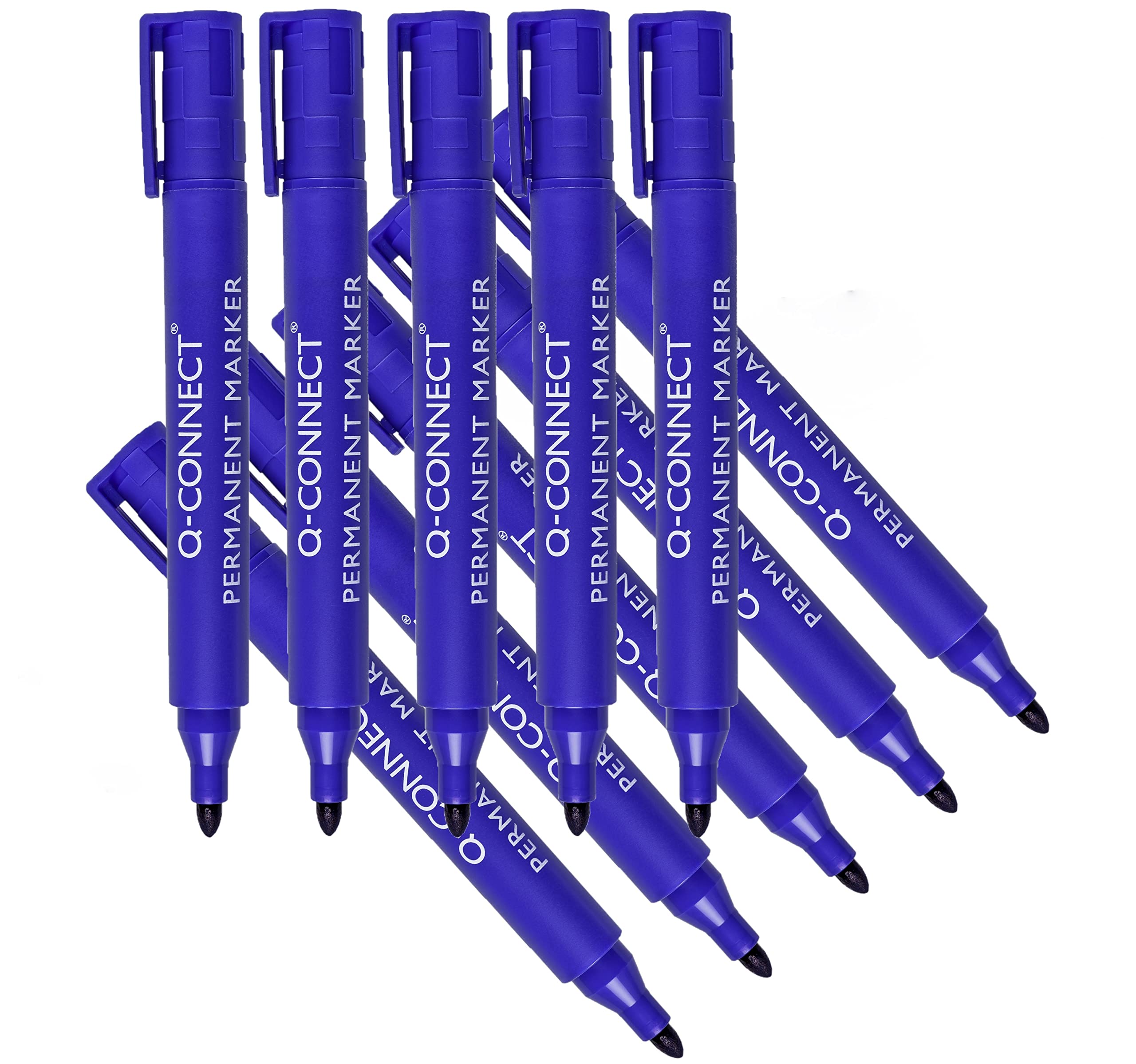 Q-CONNECT KF26046 Permanentmarker Rundspitze Blau/ 1,5-3mm / 10 Stück/Strichlänge: 300m