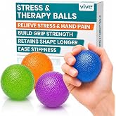 Vive Stress Balls for Hand Therapy, Exercise, Arthritis (w/Rehab Video) | Squeeze Grip Strengthener Occupational Equipment for Finger, Wrist, Carpal Tunnel, Pain Relief, Stress - Resistance Strength