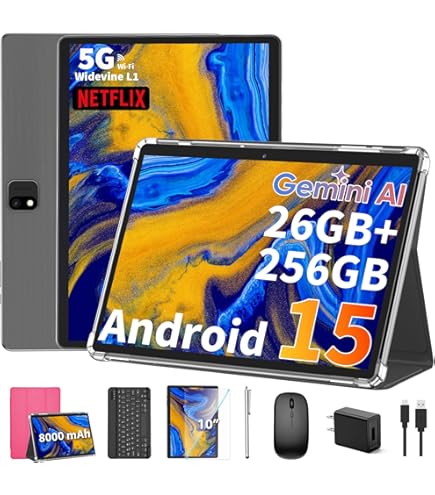 Amazon.com : 2025 Android 15 Tablet with Keyboard, 26GB(6+20)RAM+