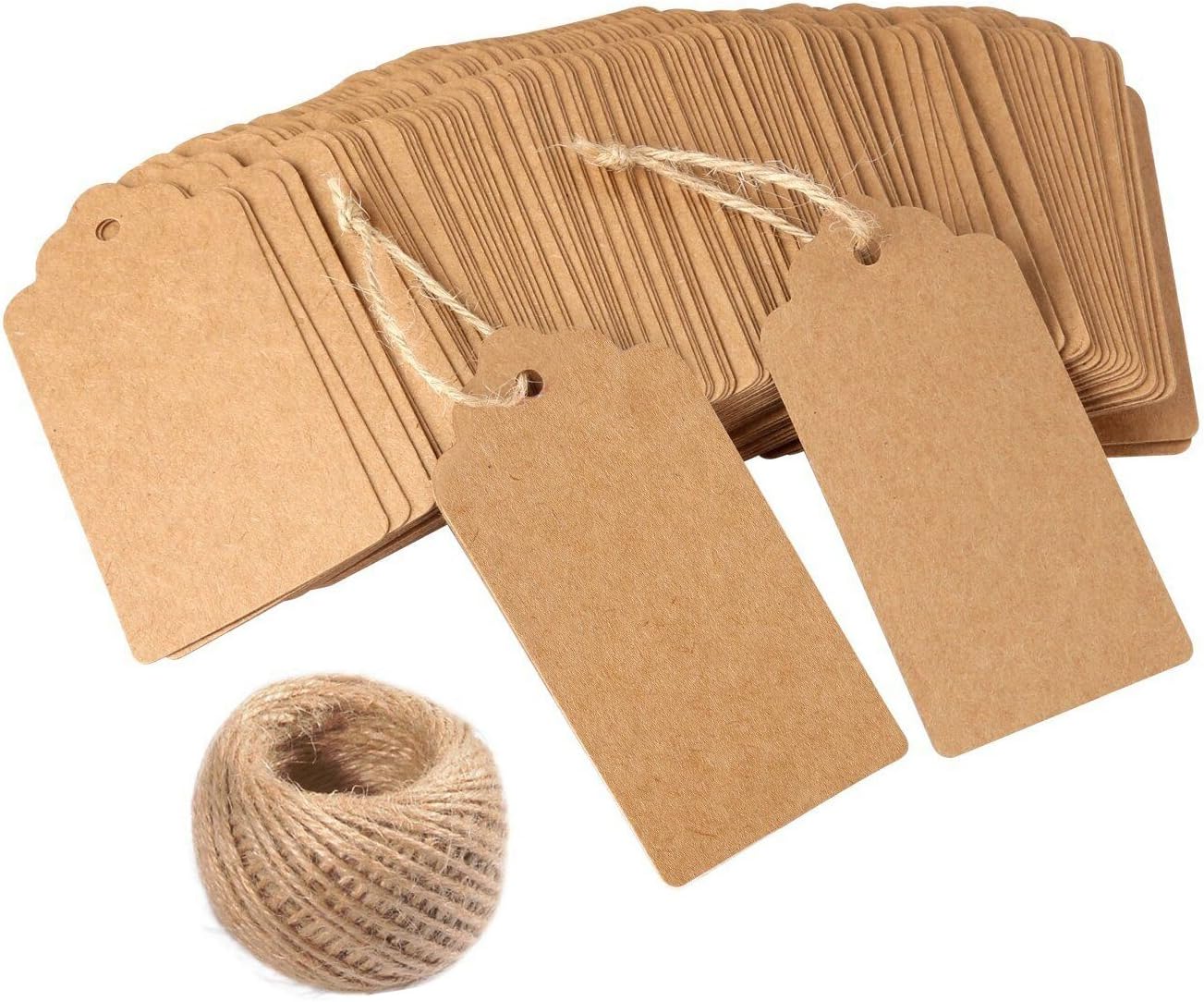 Amazon Com Gift Tags 120 Pcs Kraft Paper Tags For Wedding Brown Rectangle Craft Hang Tags With Free 100 Feet Natural Jute Twine