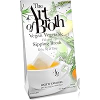 The Art of Broth Vegetable Broth, Vegan Vegetable Flavored Sipping Broth Bag, Non-GMO, Gluten-Free, Kosher (Pack of 6)