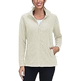 TACVASEN Women's Full Zip Fleece Jacket Lightweight Jacket Womens Winter Warm Coats with 2 Zipper Pockets