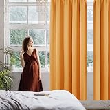Deconovo Noise Reduction Blackout Curtains Pencil Pleat 55x96 Orange Pair view 4