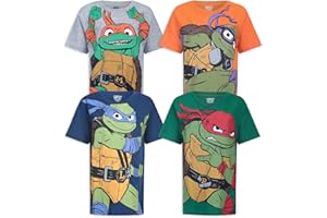 Nickelodeon Teenage Mutant Ninja Turtles TMNT Boys’ 4 Pack T-Shirts Raphael Leonardo Michelangelo Donatello