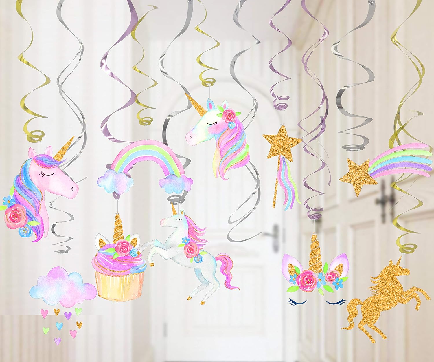 SaYaLa 30 Ct Unicorn Party Supplies and Decorations -Unicorn Hanging Swirls for Girls Birthday Party Baby shower-Unicorn Theme Party Decoration - Image 5