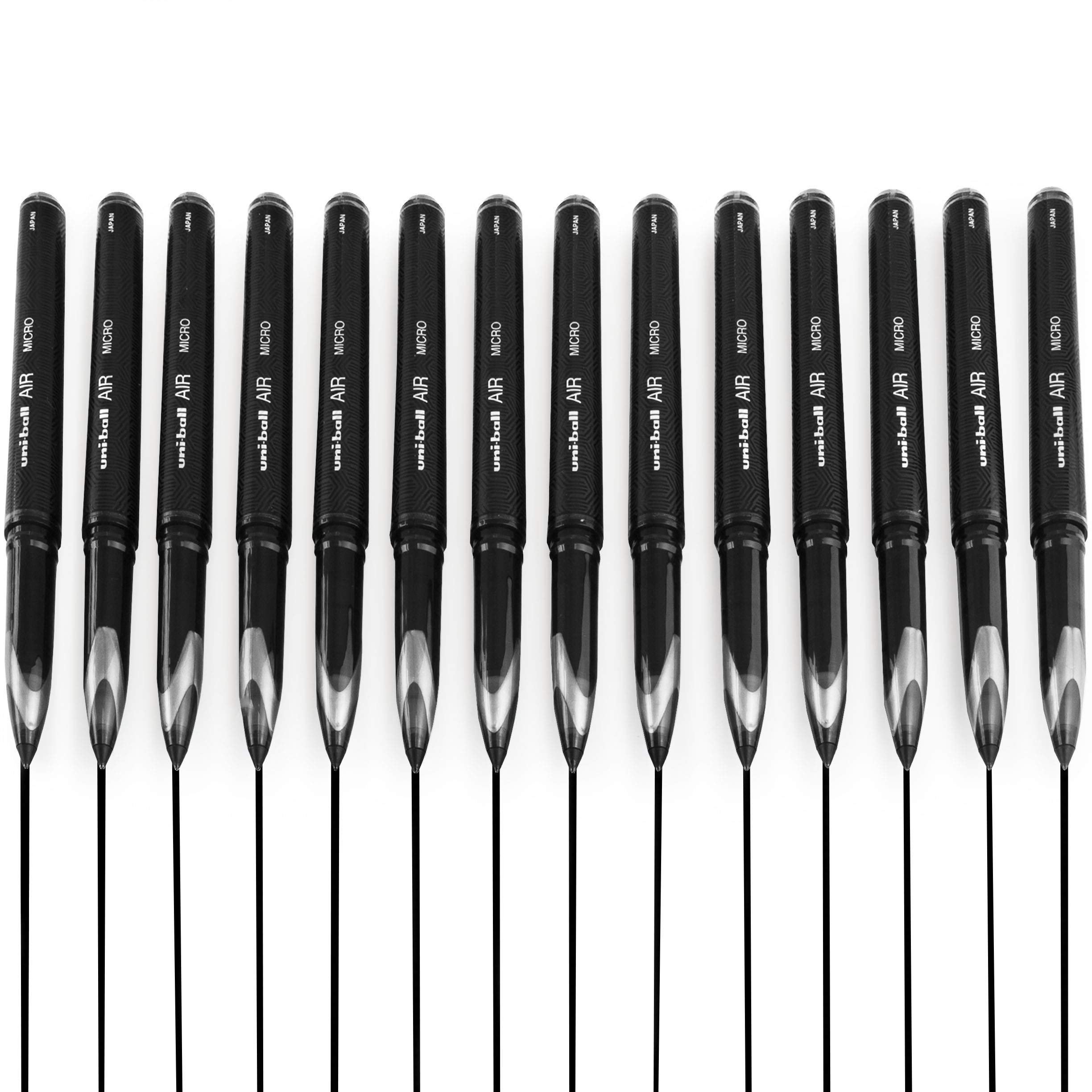 uni-ball AIR Micro Rollerball Pens - Liquid Ink - 0.5mm Nib - Black Ink - Pack of 12 + 2