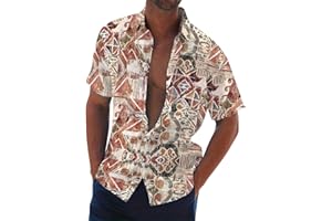 SHUSUEN Hawaiian Shirt for Men Watercolor Print Camp Collar Shirts Button Down Short Sleeve Tops Beach Casual Summer Blouse