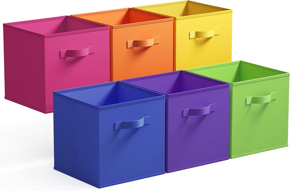 GRANNY SAYS Cube Storage Boxes Pack of 6 33x33x32.4 cm Dark Colorful