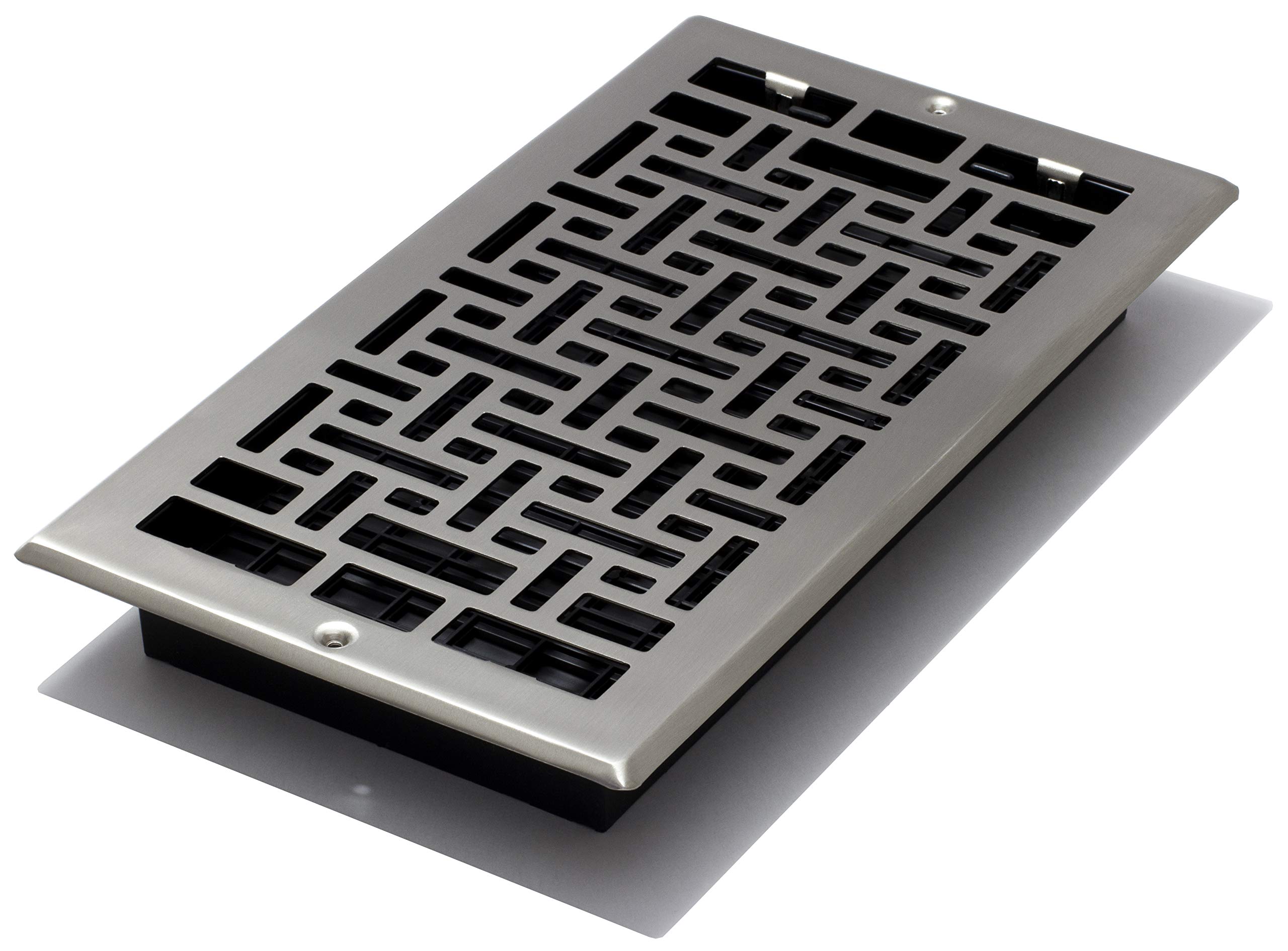 Decor Grates AJL612W-NKL Oriental Floor Register, Brushed Nickel Finish, 6x12 — image 1