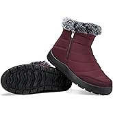 SHIBEVER Women Winter Snow Boots: Black Waterproof Walking Booties Non Slip Fur Lined Warm Outdoor Ankle Short Boot