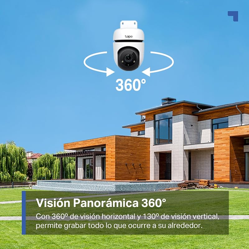 Tp-link tapo c500 - câmera de vigilância wi-fi externa 360º, resolução 1080p, detecção de movimento, visão noturna até 30m, áudio bidirecional, sirene, alexa e google compatível