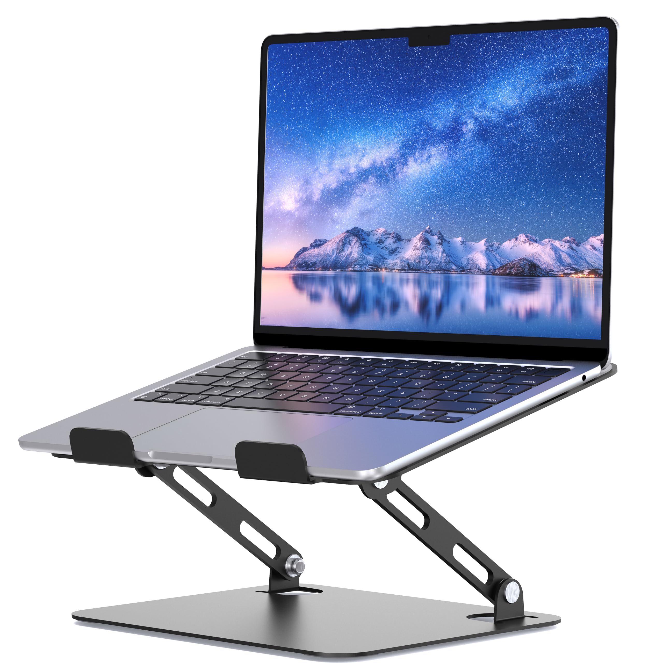 SOUNDANCE Adjustable Laptop Stand, Portable Laptop Riser, Ergonomic Design Computer Holder, Metal Laptop Mount Elevator Compatible with 10 to 15.6 Inches PC Computer, Black