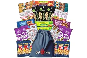 GIFTINBAG Ultimate Healthy Snacks Care Package (30 Count) - Bars & Nuts Variety- Father's Day Gift Bag Bundle Present