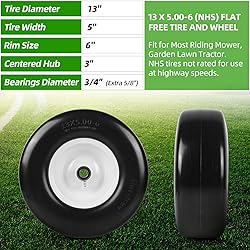 AR-PRO (2 Pack) 13 x 5.00-6" Flat Free Tire and