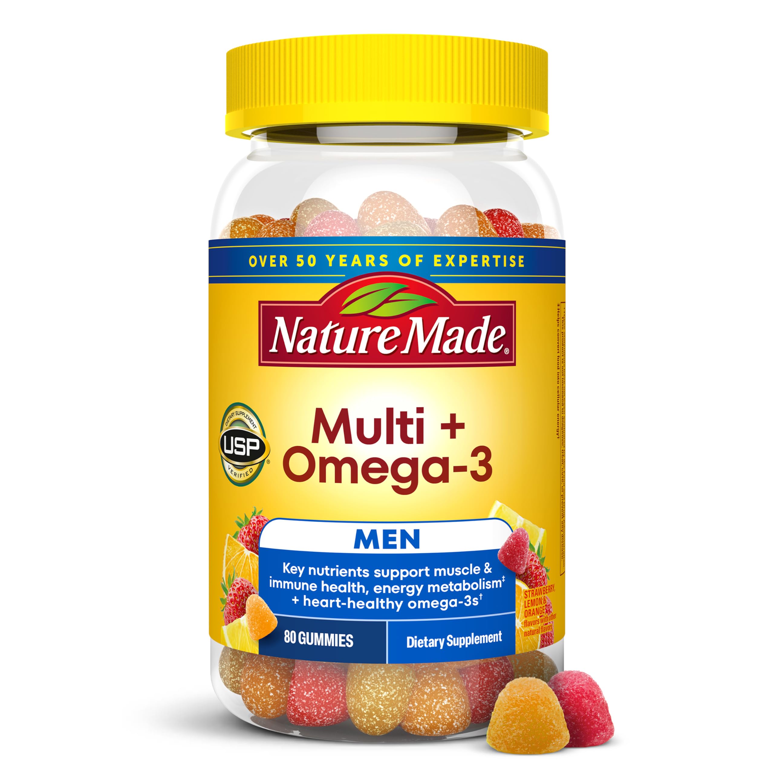 Nature Made Mens Multivitamin Gummies Plus Omega 3, USP Verified - 80ct