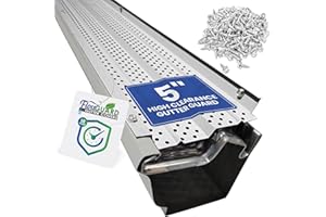 FlowGuard USA Made Professional DIY 5 Inch High Clearance 50-Year Gutter Cover System - White - Aluminum Gutter Guards - 102 Feet - by FlexxPoint