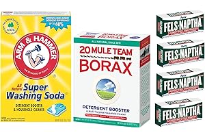 Laundry Soap Kit - Fels Naptha 4 bars, 20 Mule Team Borax Natural Laundry Booster, & Arm & Hammer Super Washing Soda