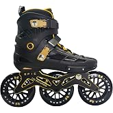 Epic Skates Epic Engage 125mm 3-Wheel Inline Speed Skates, Black/Gold, Adult 11 (Engage11)