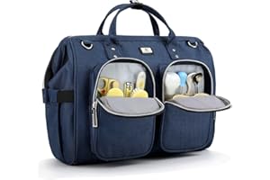 POMELO BEST Diaper Bag Totes with Changing Pad & Stroller Straps, Large Portable Newborn Baby Bags, Unisex and Stylish Travel Diaper Backpacks for Mom and Dad (Blue)