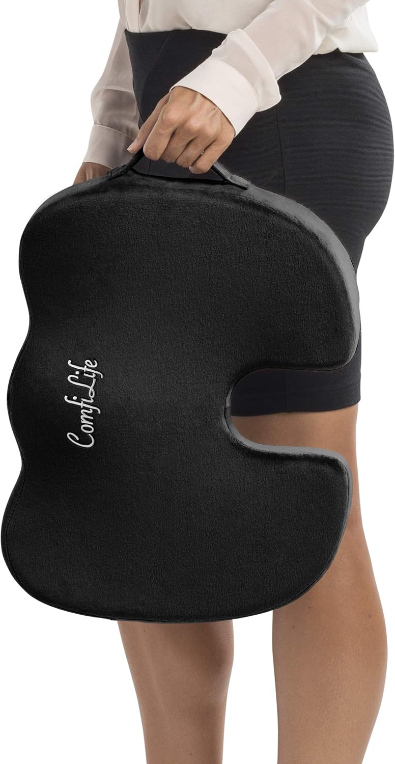 ComfiLife Gel Enhanced Seat Cushion - Non-Slip Orthopedic Gel & Memory Foam Coccyx Cushion for Tailbone Pain - Office Chair Car Seat Cushion - Sciatica & Back Pain Relief (Black): Office Products