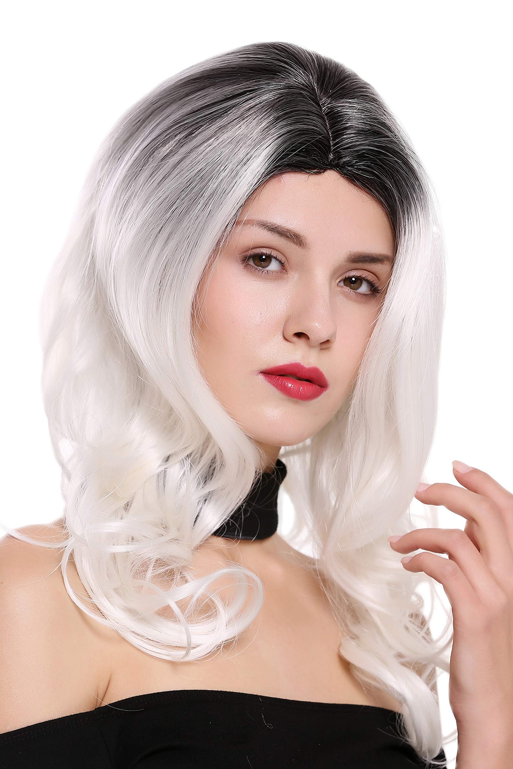WIG ME UP - DW1595-YS1+882 Quality women's wig long wavy soft curls middle parting ombre black white