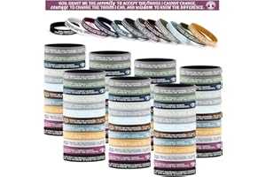 Cunno 50 Pcs Sobriety Bracelets Christmas Serenity Prayer Gifts Silicone Wristbands Sobriety Recovery Gifts Reminder for Men Women Recovery Group Reminder(Light Color)