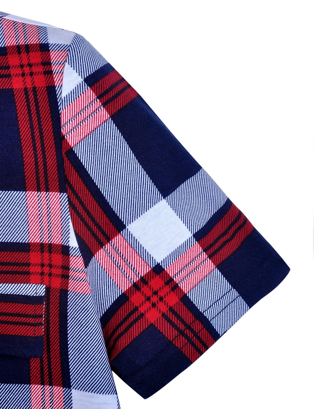 Derminpro Women\'s V Neck Short Sleeve Fake Pockets Casual Shirt Blouse Tops Sapphire Red Large