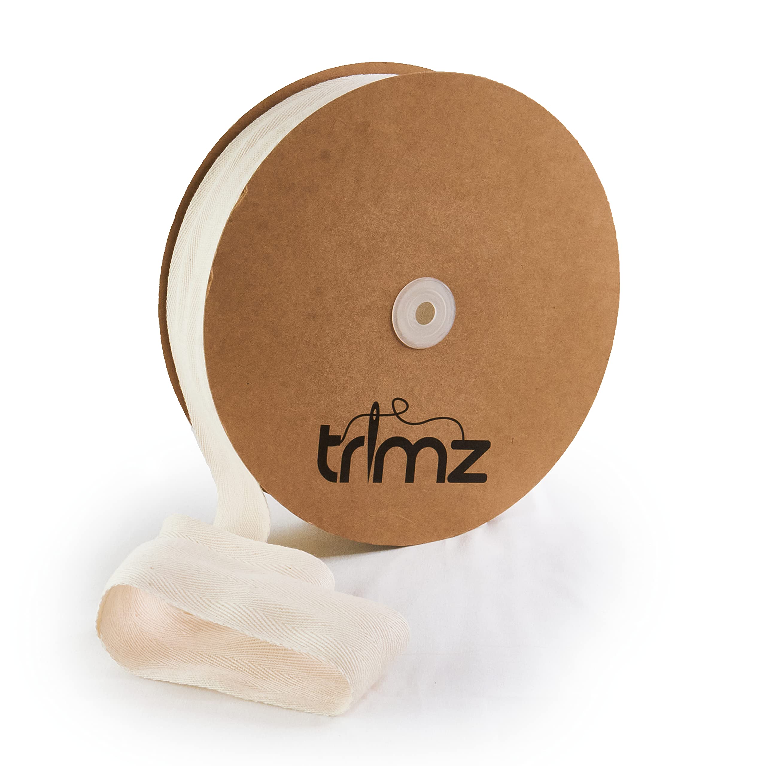 40mm x 50m: Trimz Natural Cotton Herringbone Tape 40mm x 50m | Extra Long Wide Craft Ribbon | Large Scale Projects, Upholstery, Textile Design