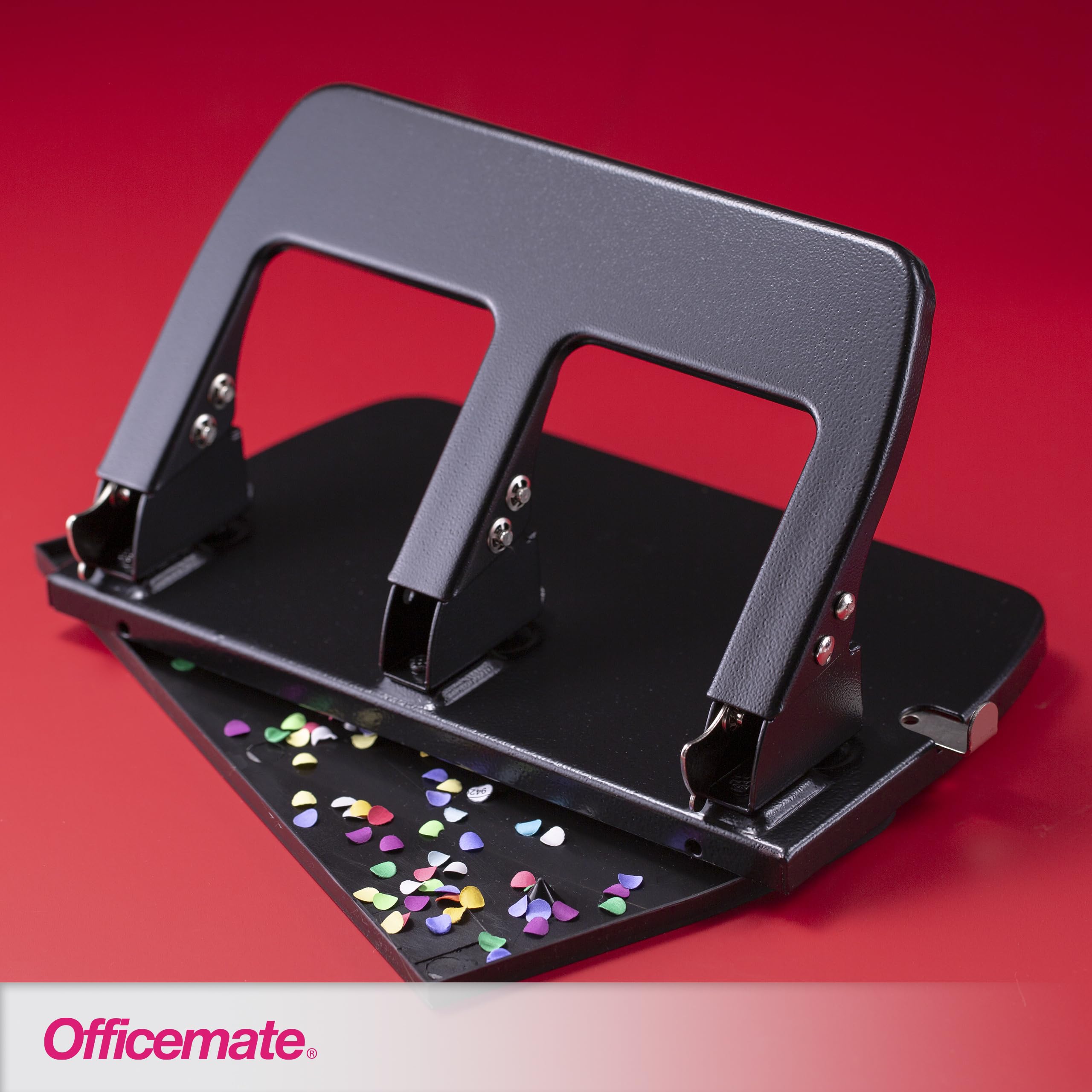 Officemate Medium Duty 3 Hole Punch with Ergonomic Handle, 30 Sheet Capacity, Black (90088)