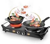 Duronic HP2BK Double Electric Hot Plate 2500W Black Portable 2 Cast Iron Hob