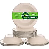 GDJMLai 100 Pack Compostable Bowls 16oz Disposable Paper Bowls Heavy Duty Biodegradable Hot Soup Bowls Made of Natural Bagass