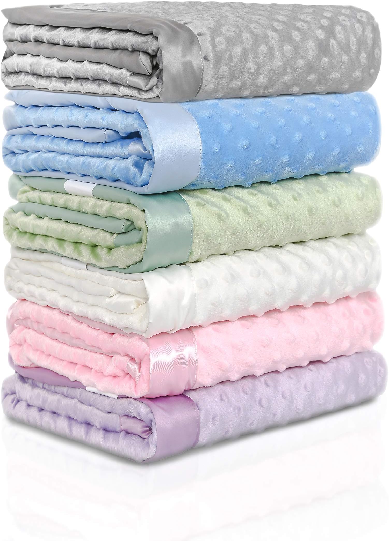 Baby Pink Super Soft Minky Plush Reversible Double Layer 30" x 35" Baby Blanket with Dotted Backing and Silky Trim