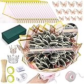 Maitys 189 Pcs Money Bouquet Kit 20 Sheets DIY Flower Wrapping Paper 100 Pcs Bamboo Skewers Floral Foam Blocks for Birthday Anniversary Wedding Gift