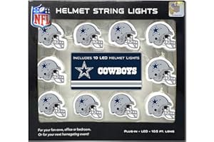 PARTY ANIMAL NFL LED Helmet String Lights with Adaptor Plug Included, Battery Operated Football Fairy Lights for Indoor Home Décor