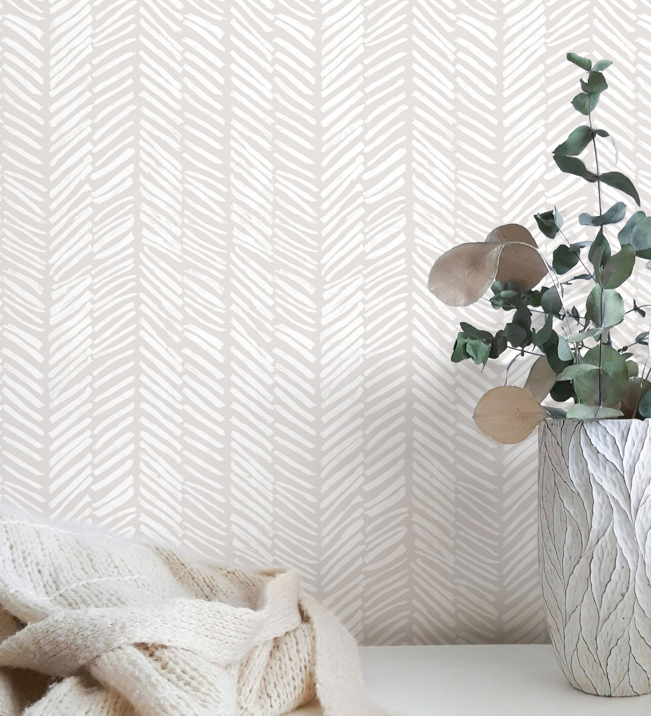 Photo 1 of MelunMer 118" L 17.3" WBeige Modern Peel and Stick Wallpaper Boho Contact Paper for Cabinets Beige Stripe Contact Paper Line Self-Adhesive Removable Wallpaper for Bathroom Bedroom Liner Easy to Use