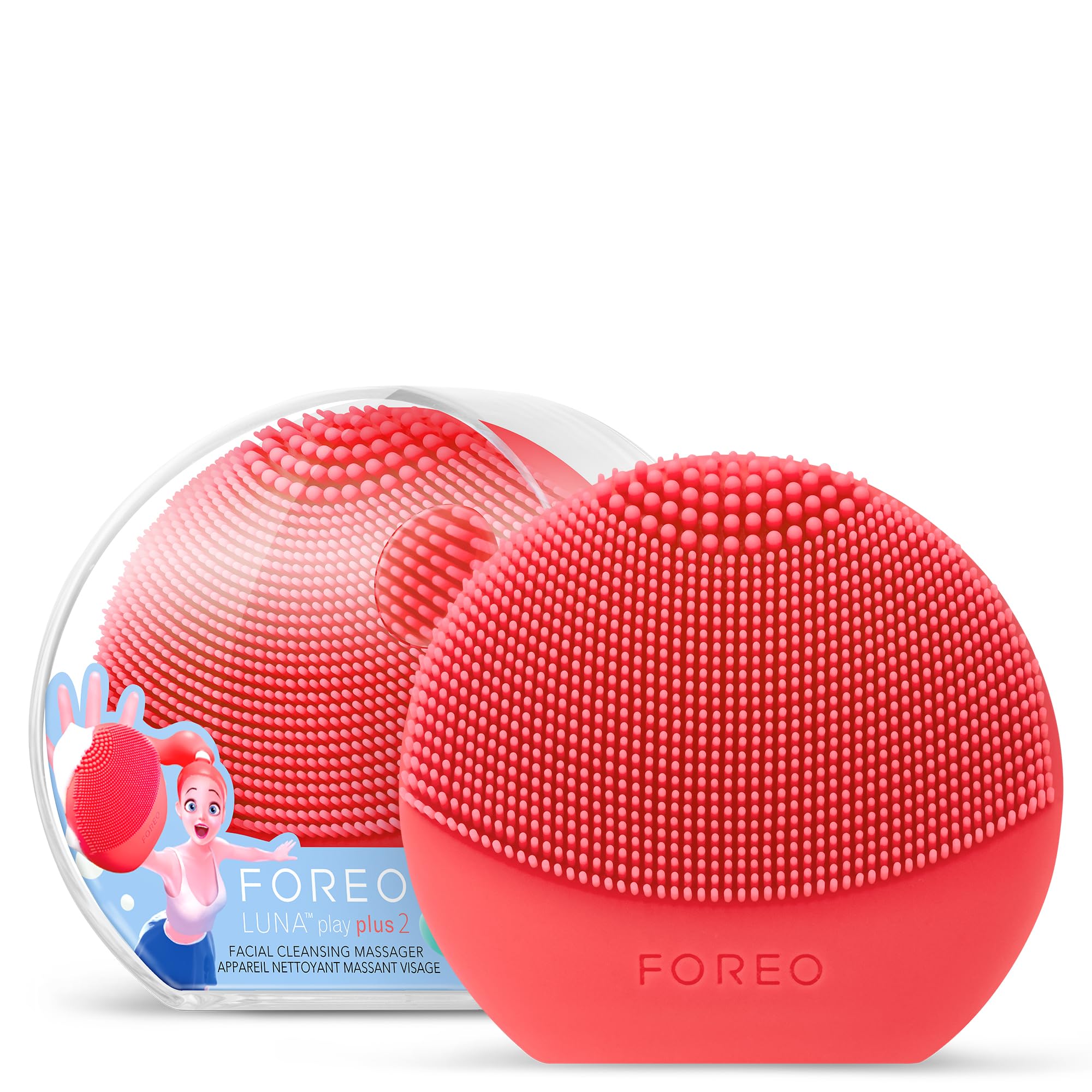 FOREO LUNA play plus 2 - Facial Cleansing Brush - 1-min Deep Facial Cleanser - Travel Accessories - Silicone Face Massager - Holiday Essentials - Ultra-hygienic - All Skin Types - Peach Of Cake!