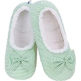 Snoozies Ballerina Slippers for Women with Bow - Cute Slipper Socks for Women Indoor - Non Skid Sole and Soft Sherpa Lining