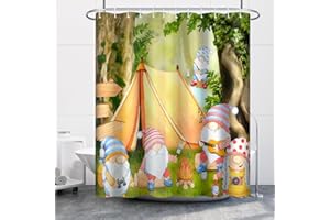 Uiiooazy Fairyland Forest Trees Green Grassland Kids Shower Curtain for Bathroom Spring Camping Playing Gnomes Fabric Waterproof Cloth Bathtub Curtains for Girls Children with Hooks 72x72 inches