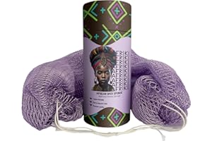 AFRIKI African Net Sponge – Exfoliating Body Scrubber, Black Owned & Rooted in Africa, All Skin Types | 45 in Long (Lilac)