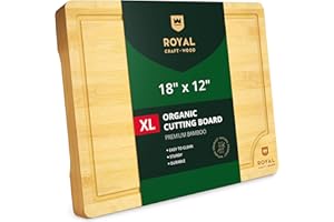 ROYAL CRAFT WOOD Extra Large Cutting Boards for Kitchen Meal Prep & Serving-Bamboo Wood Cutting Board with Deep Juice Groove - Charcuterie & Chopping Butcher Block for Meat - Gadgets Gift (XL 18x12")