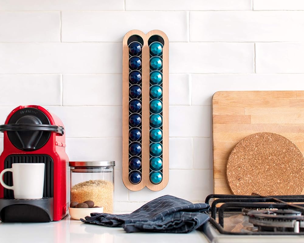 Coffee Pods Holder Storage, Oak Wood Capsules Flat
