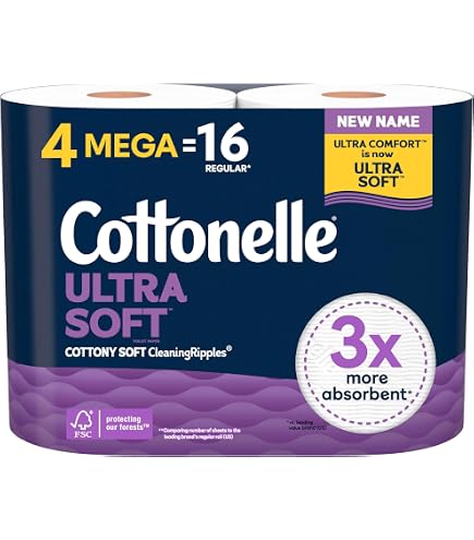 Amazon.com: Cottonelle Ultra Clean Toilet Paper, 4 Mega Rolls = 16