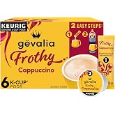 Gevalia K‐Cup&reg; Coffee Pods &amp; Froth Packets Kit, 6 ct, Cappuccino Espresso | Cappuccino Espresso-Style Coffee Pods &amp; Froth Packets, 100% Arabica, Rich, Smooth &amp; Creamy in Just Two Steps